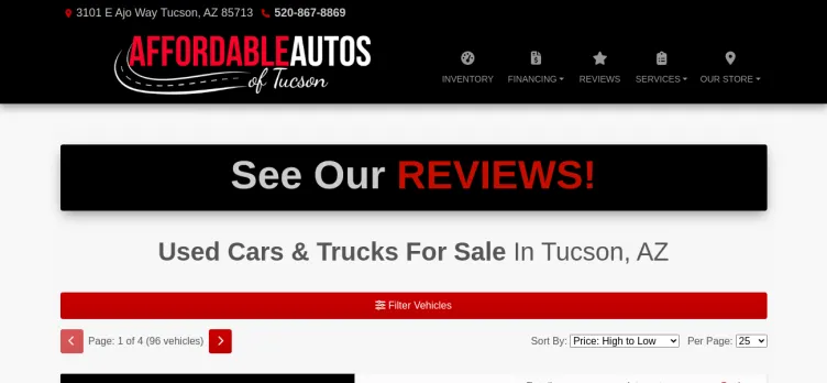 Screenshot Affordable Autos of Tucson