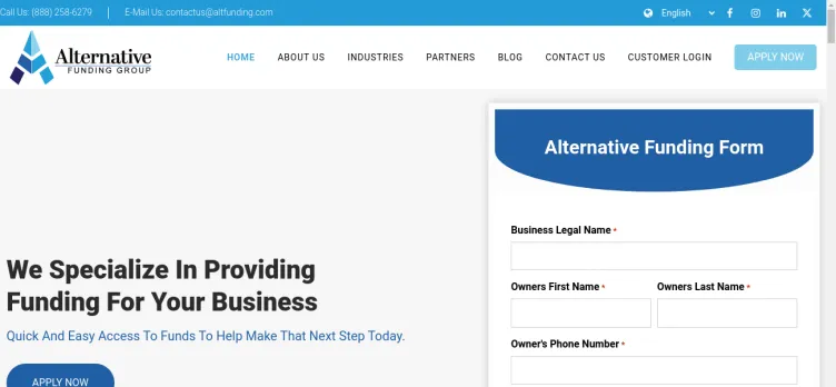 Screenshot Alternative Funding Group