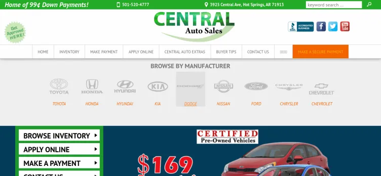 Screenshot Central Auto Sales