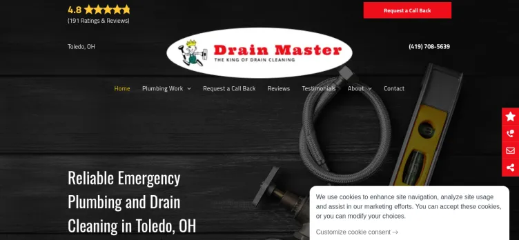 Screenshot Drain Master Plumbing & Drain Cleaning