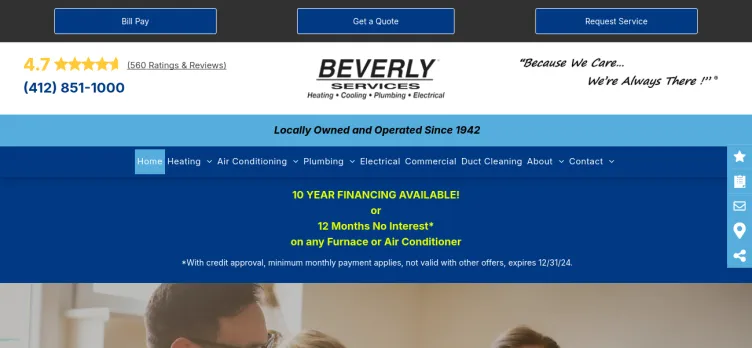 Screenshot Beverly Heating & Cooling