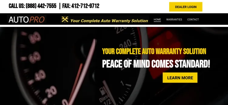 Screenshot AutoPro Warranty Company