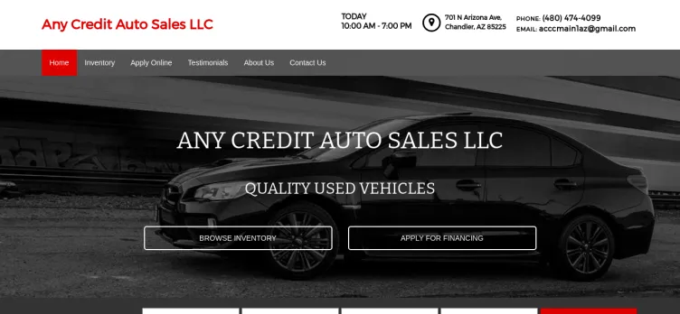 Screenshot Any Credit Auto Sales