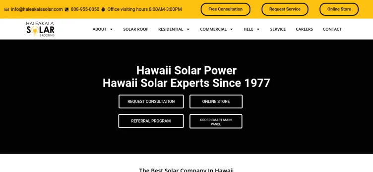 Screenshot Haleakala Solar & Roofing