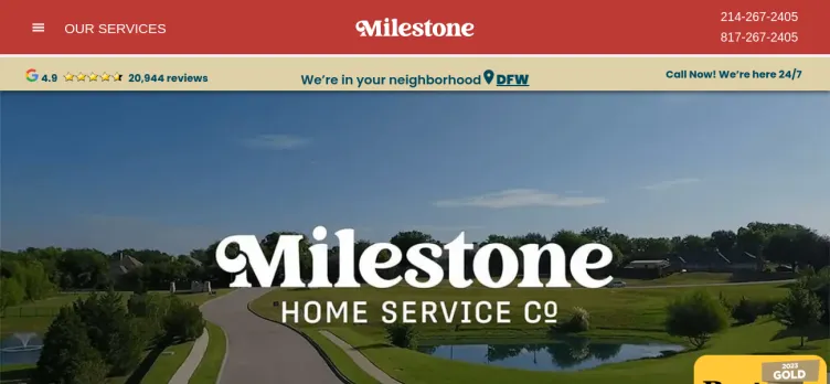 Screenshot Milestone Electric, A/C, & Plumbing