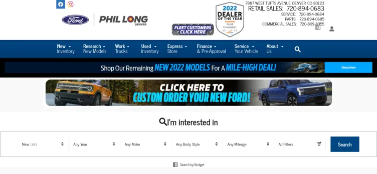 Screenshot Phil Long Ford of Denver