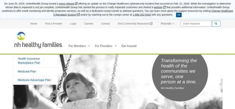 Screenshot Ambetter from New Hampshire Healthy Families