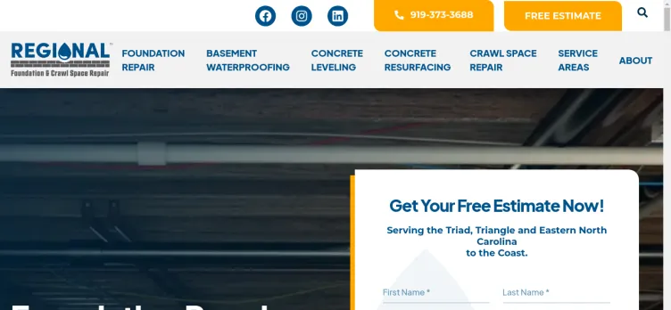 Screenshot Regional Foundation & Crawl Space Repair