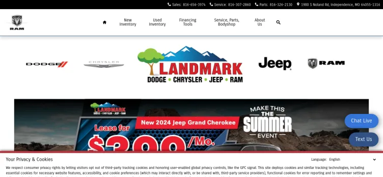 Screenshot Landmark Dodge Chrysler Jeep Ram