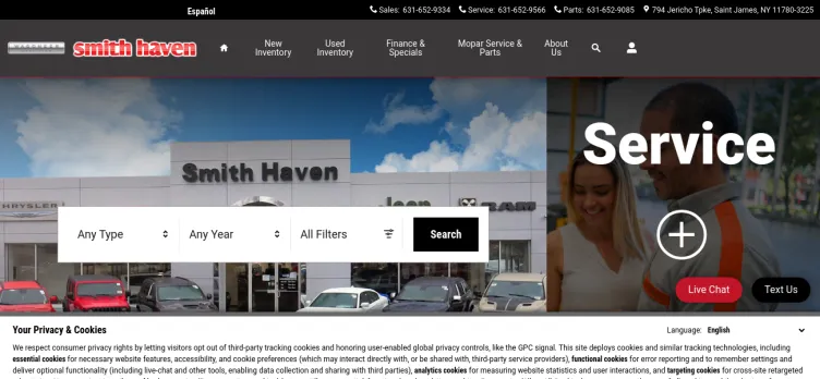 Screenshot Smith Haven Chrysler Jeep Dodge