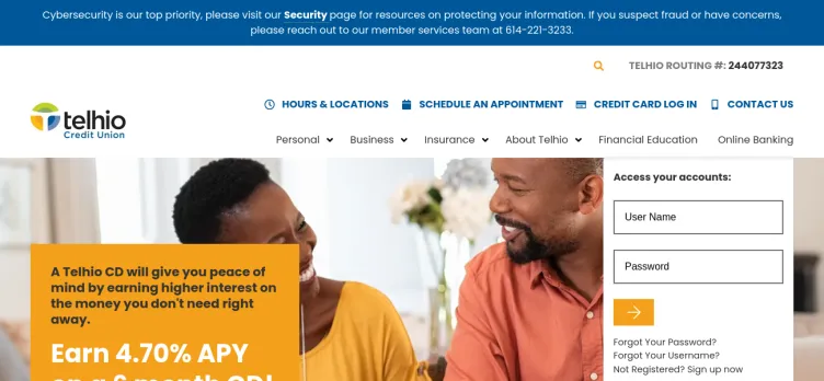 Screenshot Telhio Credit Union