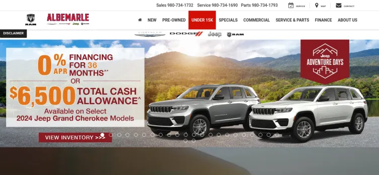 Screenshot Albemarle Chrysler Dodge Jeep Ram