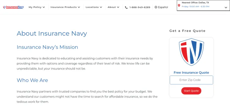 Screenshot Insurance Navy Brokers