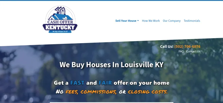 Screenshot Cash Offer Kentucky