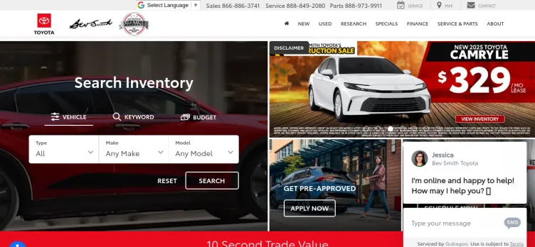 Screenshot Bev Smith Toyota