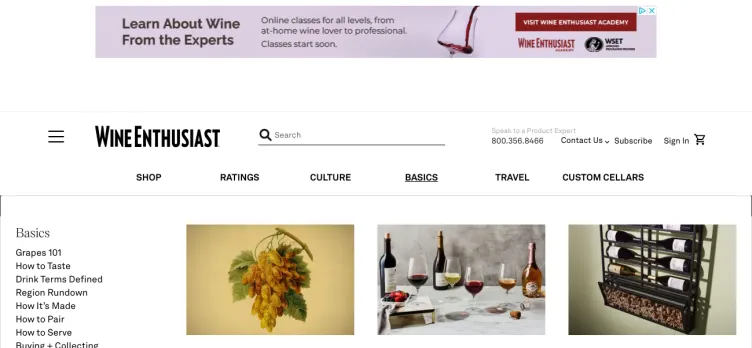 Screenshot Wine Enthusiast Magazine