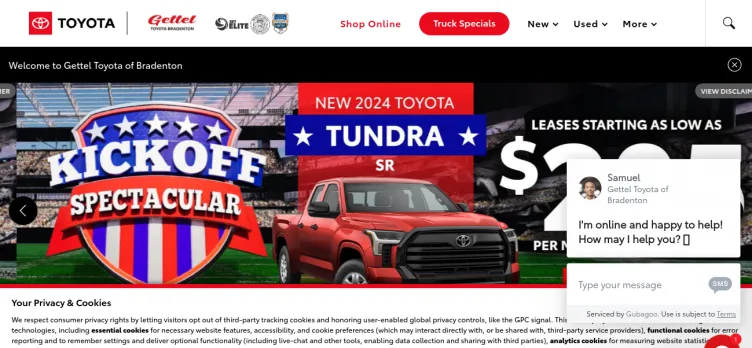 Screenshot Gettel Toyota of Bradenton