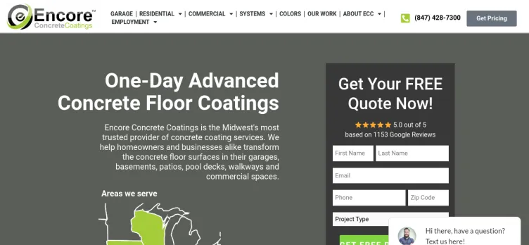 Screenshot Encore Concrete Coatings