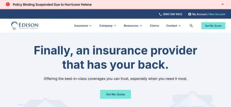 Screenshot Edison Insurance Company