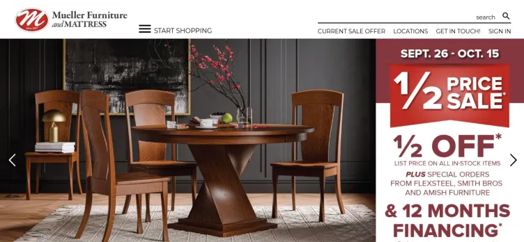 Screenshot Mueller Furniture