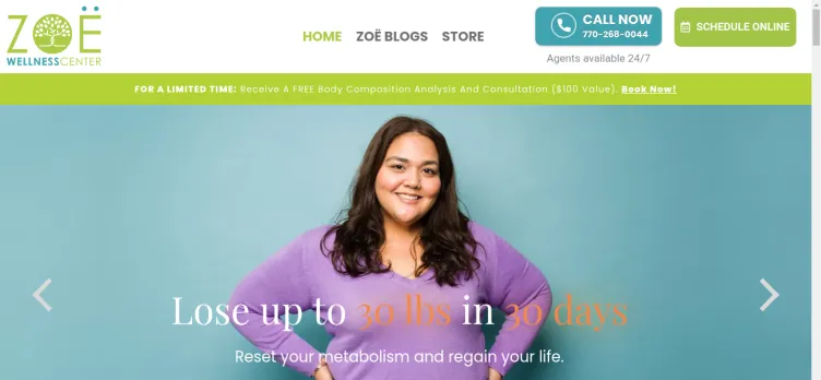 Screenshot Zoe Wellness Centers of America