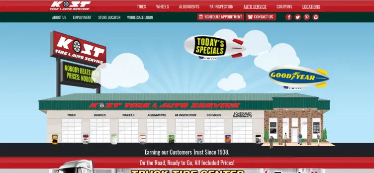 Screenshot Kost Tire & Auto Service