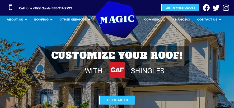 Screenshot Magic Roofing and Siding