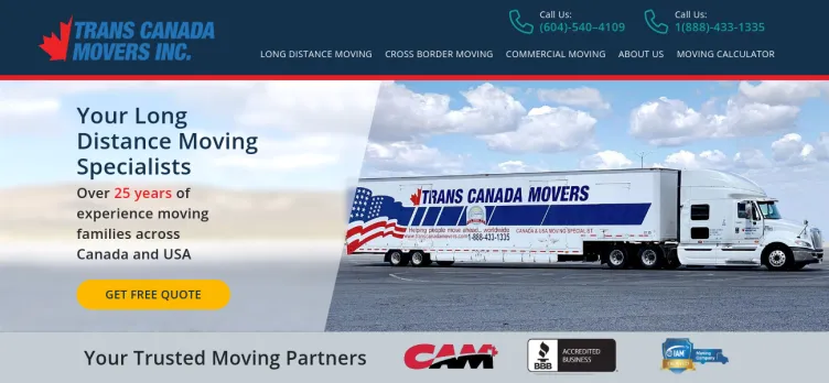 Screenshot Trans Canada Movers