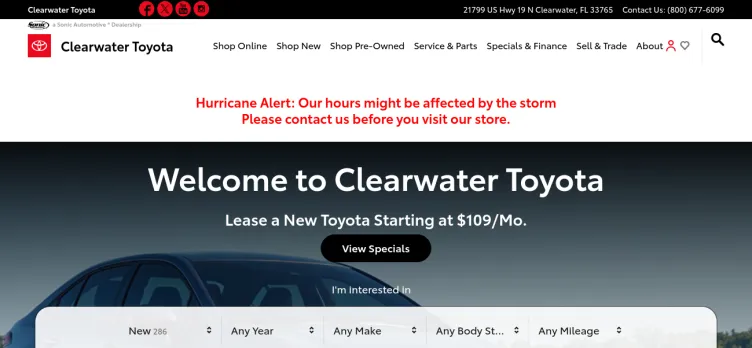 Screenshot Clearwater Toyota