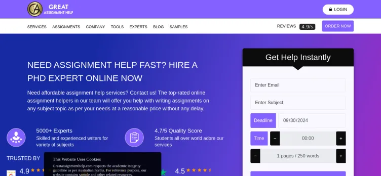 Screenshot Great Assignment Help