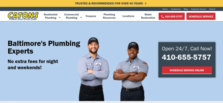 Screenshot Catons Plumbing & Drain Service