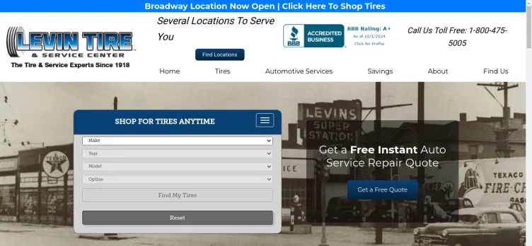 Screenshot Levin Tire Center