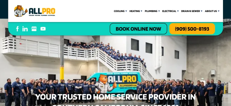 Screenshot All Pro Plumbing, Heating, Cooling & Electrical