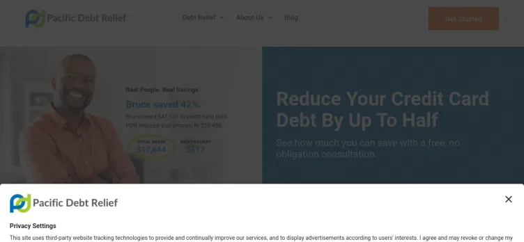 Screenshot Pacific Debt Relief