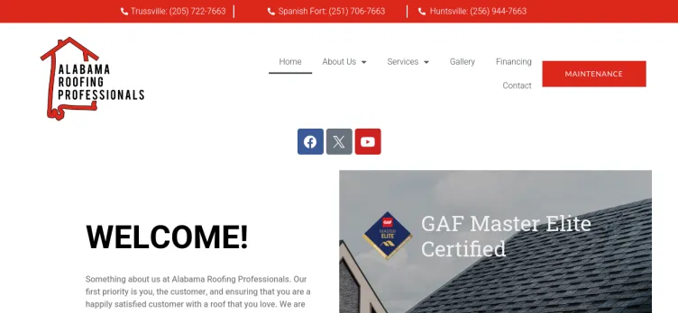 Screenshot Alabama Roofing Professionals