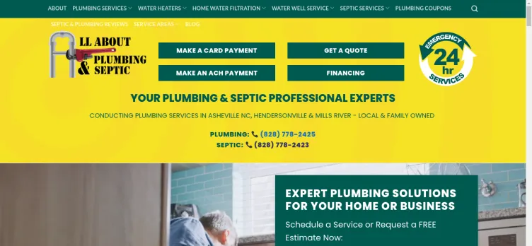 Screenshot All About Plumbing & Septic