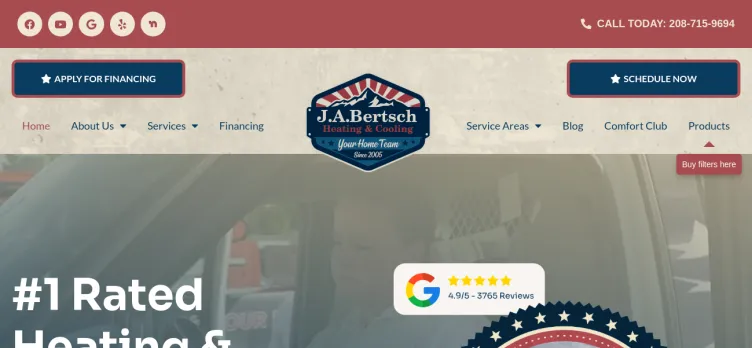 Screenshot JA Bertsch Heating & Cooling