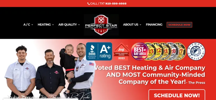 Screenshot Perfect Star Heating and Air Conditioning