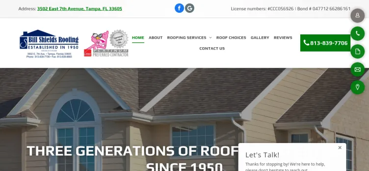 Screenshot Bill Shields Roofing