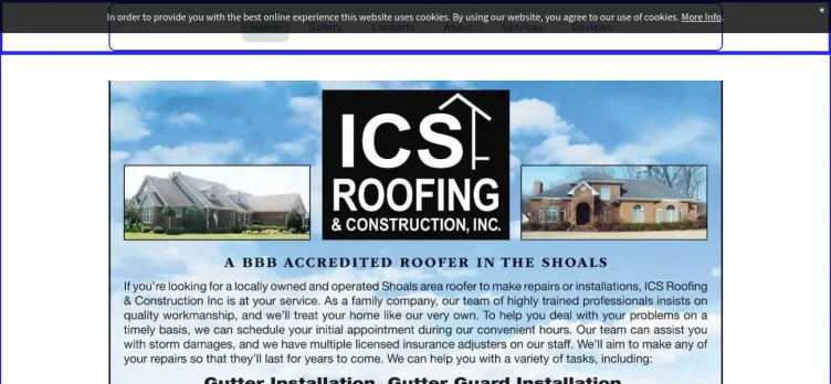 Screenshot ICS Roofing & Construction