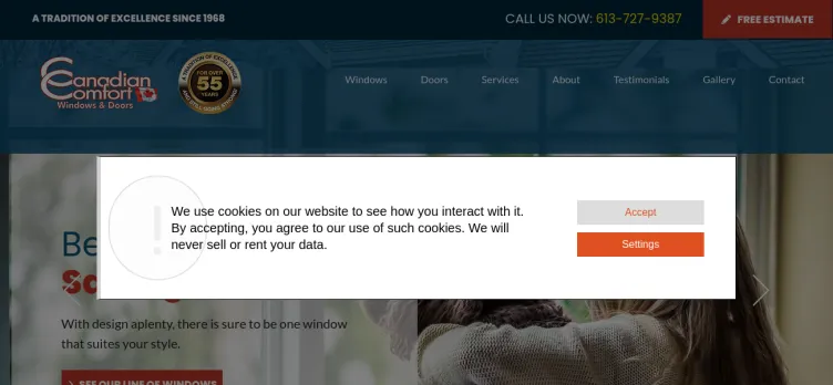 Screenshot Canadian Comfort Windows and Doors