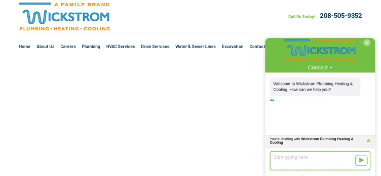 Screenshot Wickstrom Plumbing, Heating & Cooling