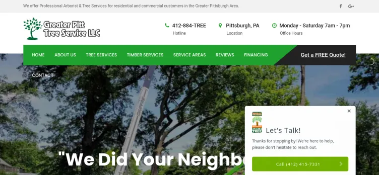 Screenshot Greater Pitt Tree Service