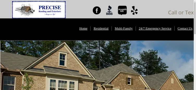 Screenshot Precise Roofing and Exteriors
