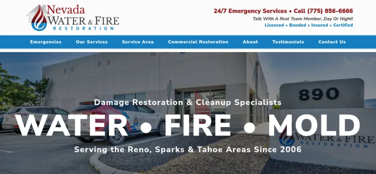 Screenshot Nevada Water and Fire Restoration