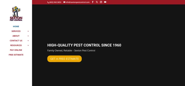 Screenshot Sexton Pest Control