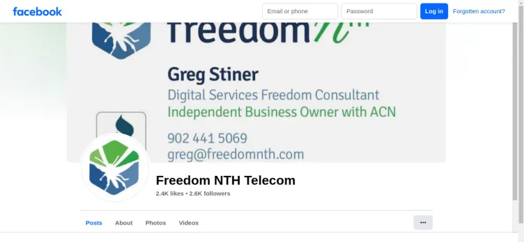 Screenshot Freedom NTH Telecom