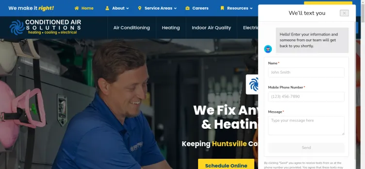 Screenshot Conditioned Air Solutions
