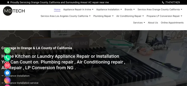 Screenshot MDTECH Appliance Repair