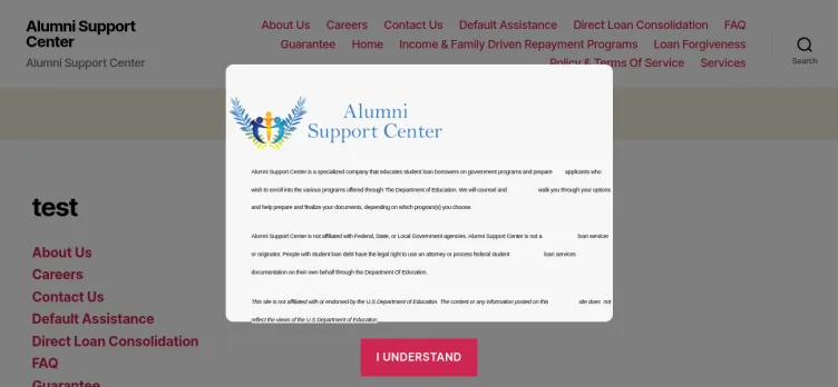 Screenshot Alumni Support Center